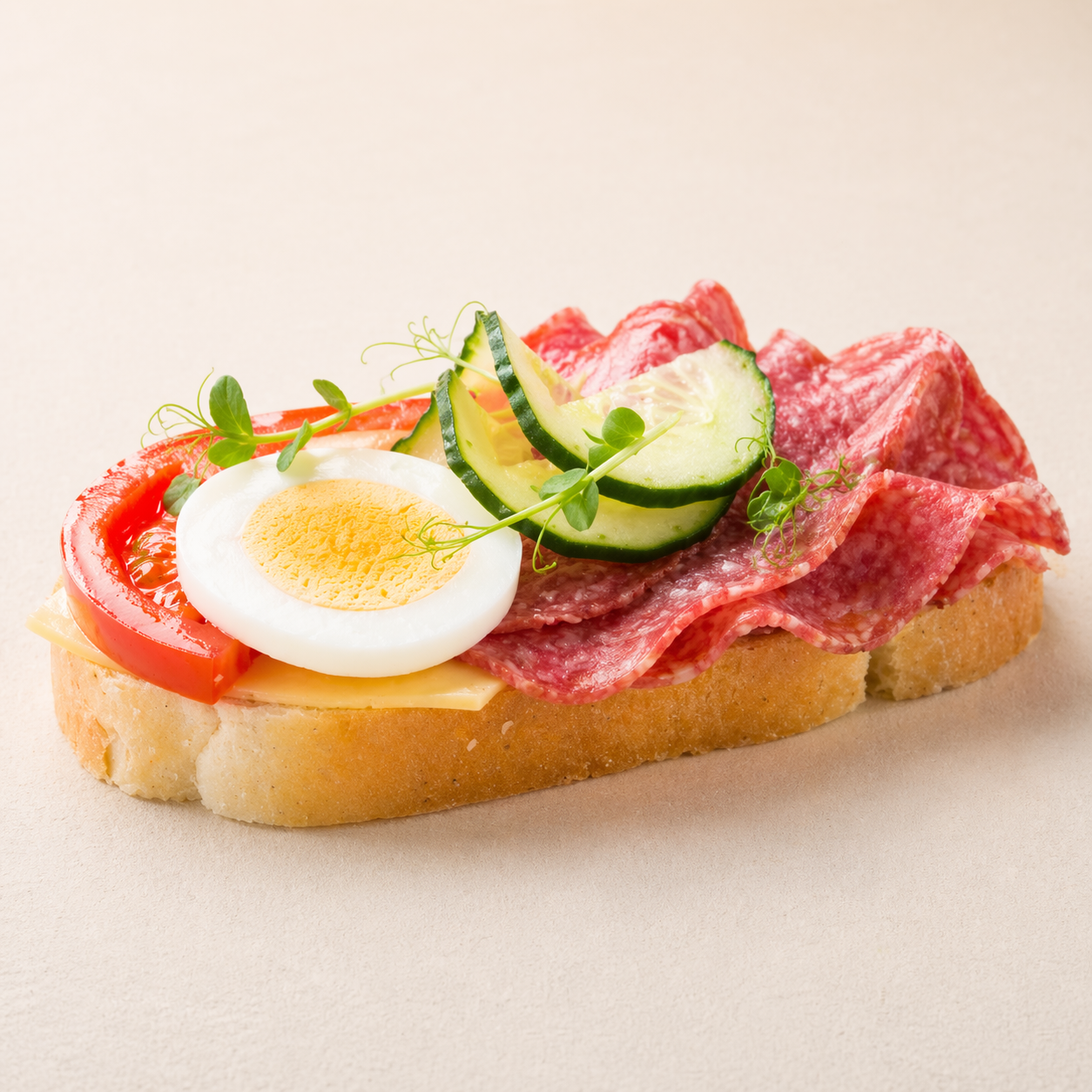 Obložený salámovo syrový chlebík