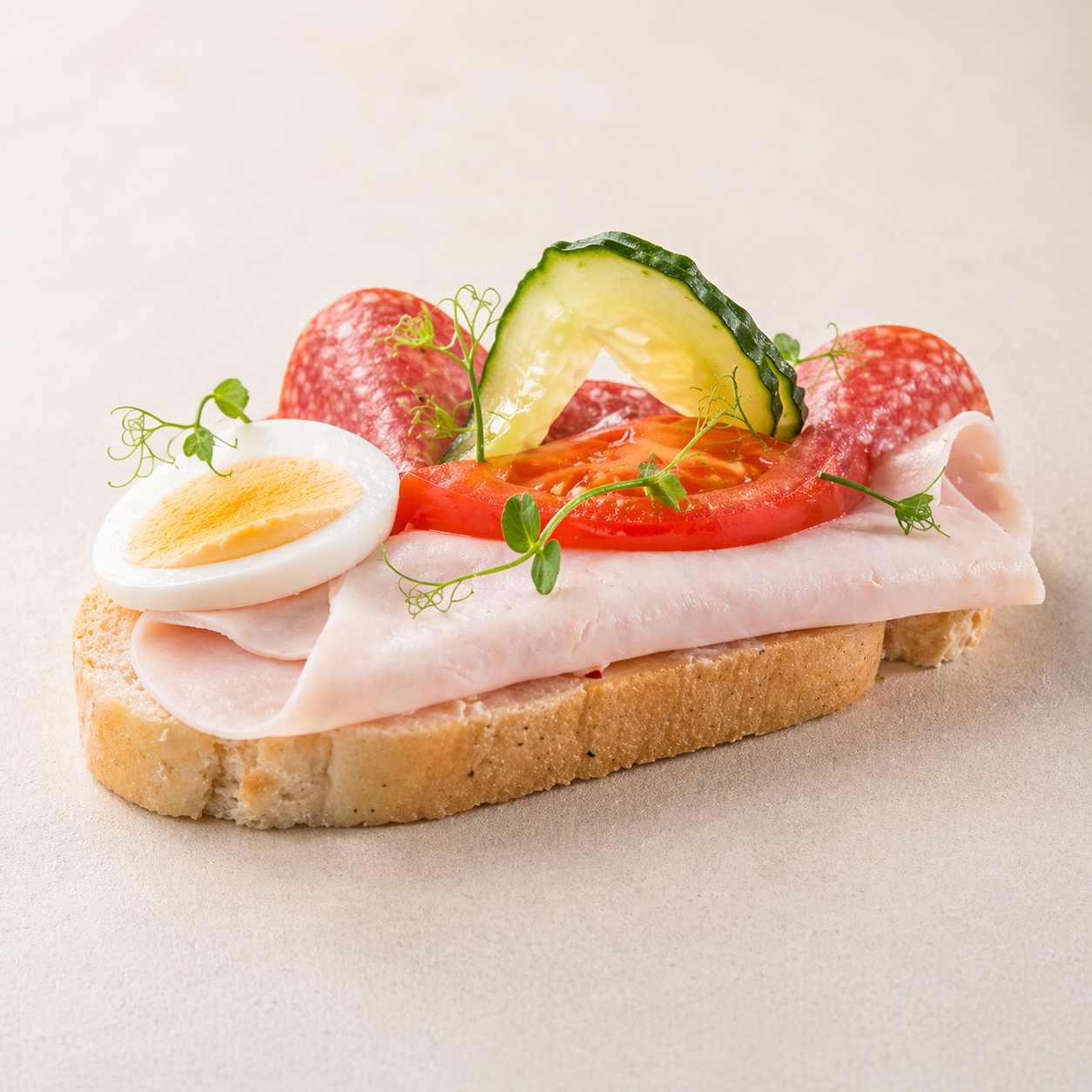 Obložený šunkovo salámový chlebík