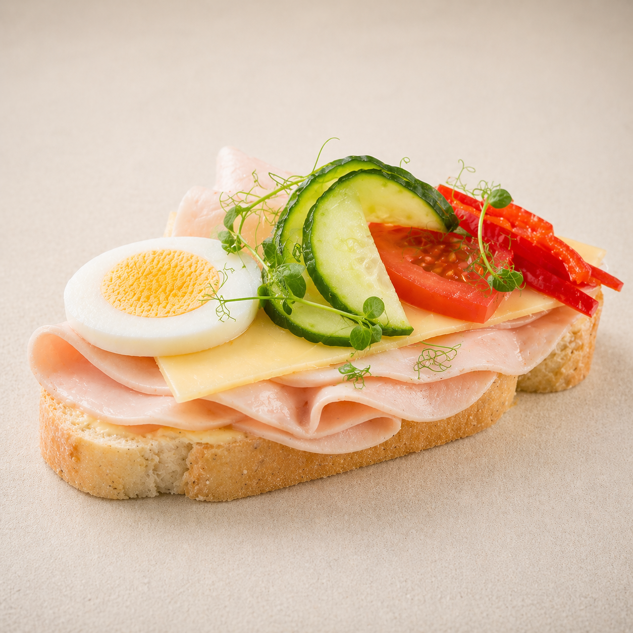 Obložený šunkovo syrový chlebík