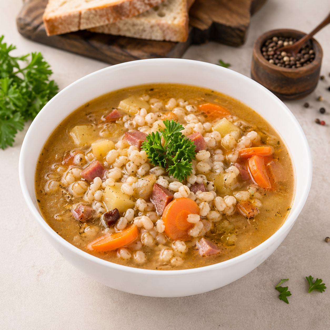 Krúpková s údeným mäsom