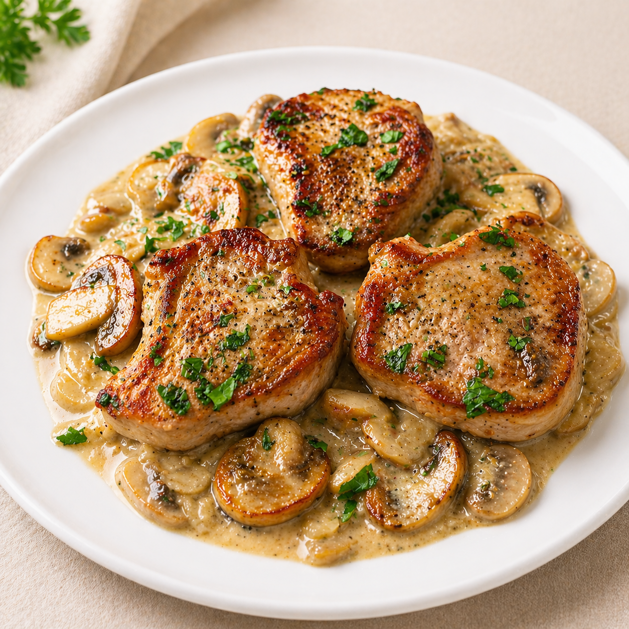 Bravčová panenka na hubovej omáčke